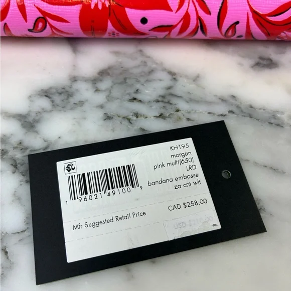 NWT Kate Spade Rare Boutique Bandana Embossed Floral Pink Morgan Zip Wallet - Picture 7 of 7